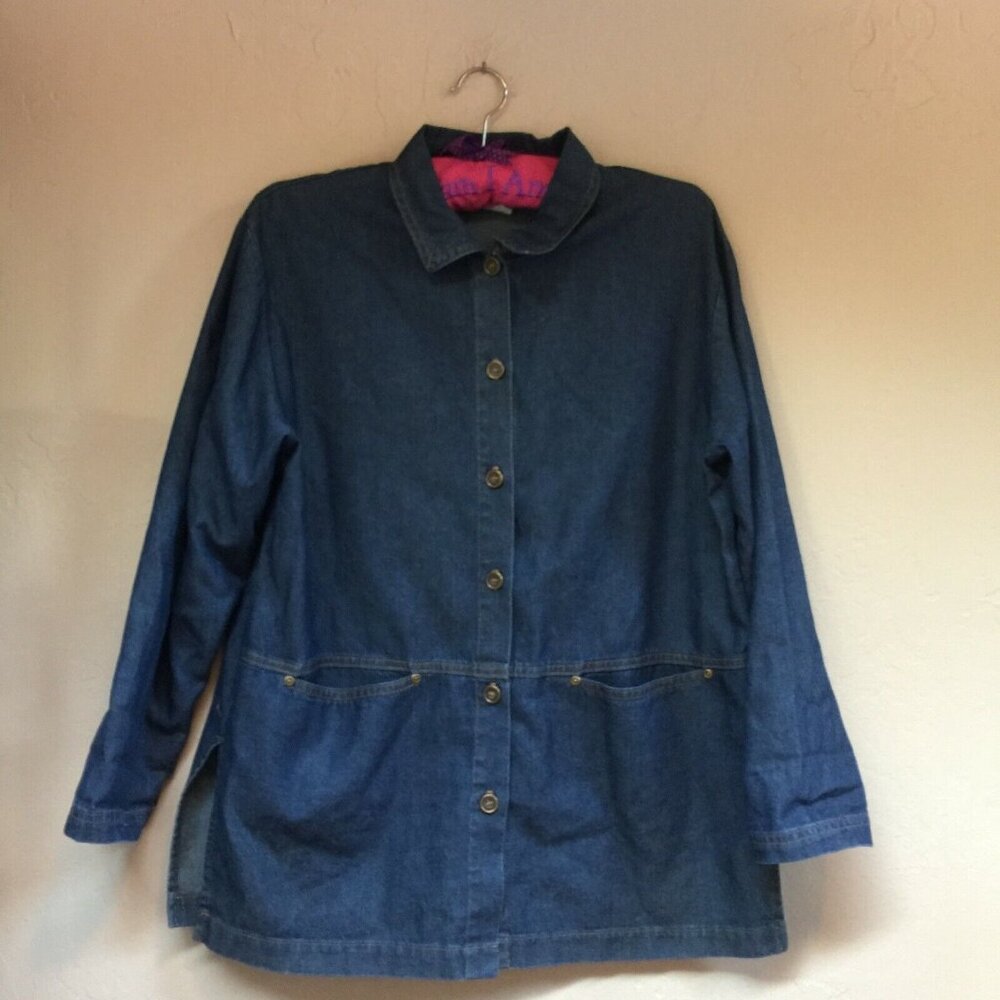 Hot Cotton by Marc Ware Womens Tencel Cotton Denim Jacket Small Pockets Blue USA